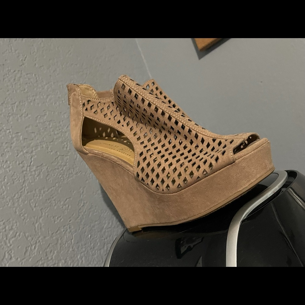 Beige Suede Wedges